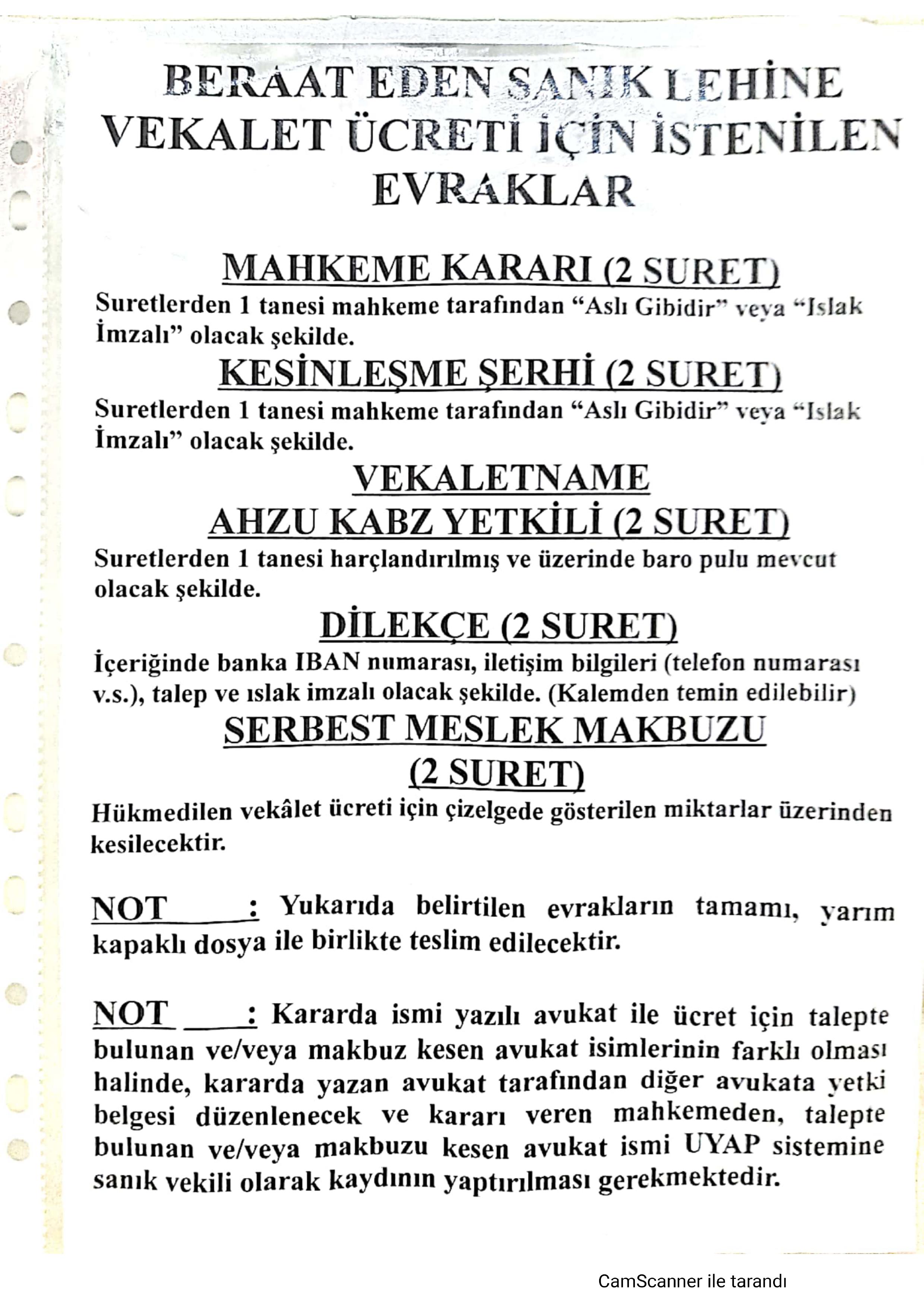 Kocaeli Beraat Eden Sank Lehine Vekalet creti stenen Evraklar